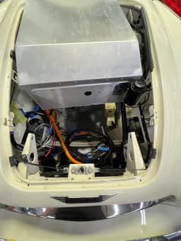 Front battery packaging during the conversion.
