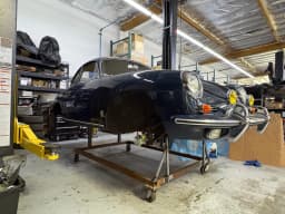 The actual 1960 Porsche 356B during preparation.