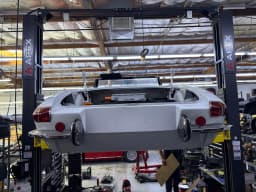 Rear bodywork during assembly.
