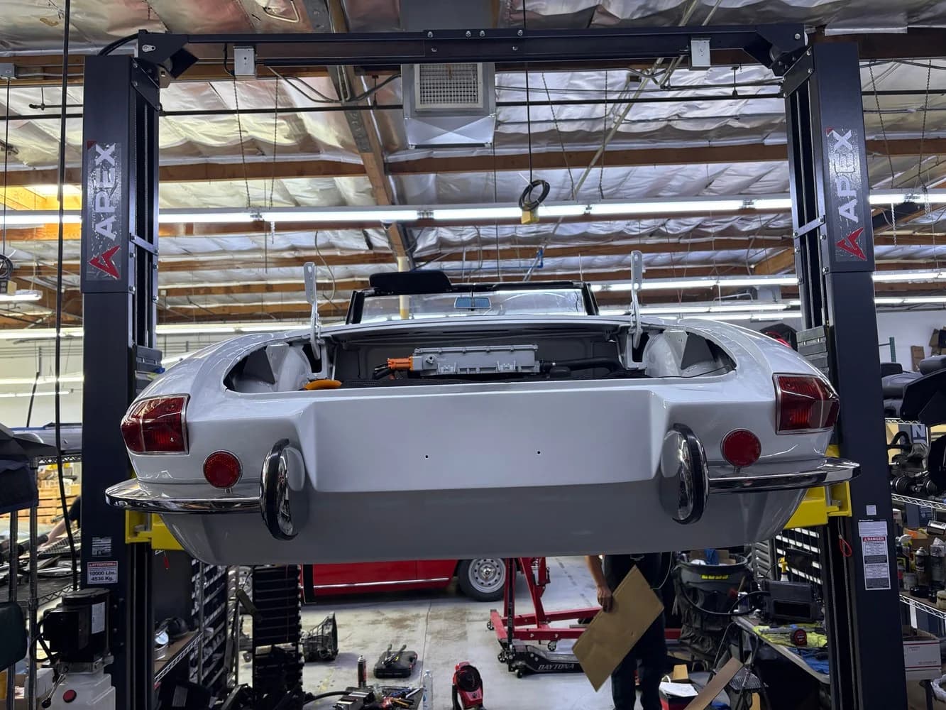Rear bodywork during assembly.