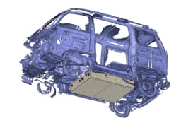 Engineering model of the kei van and battery packaging.