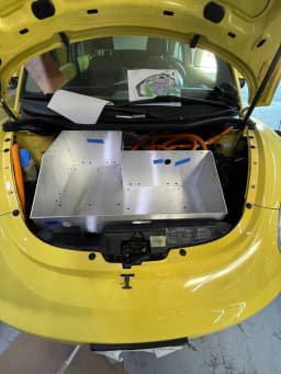 Front battery enclosure in the Beetle.