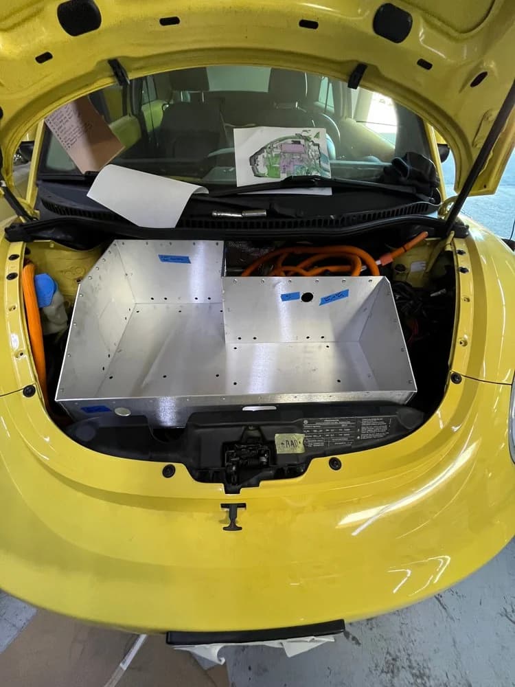 Front battery enclosure in the Beetle.