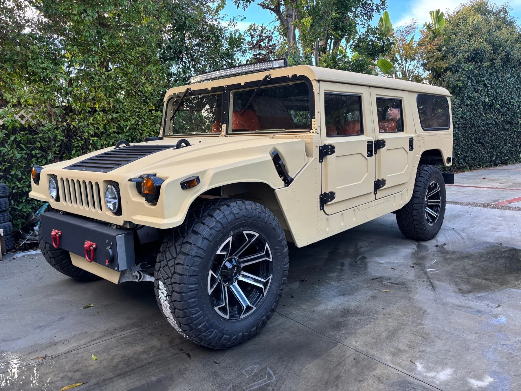 The tan Humvee at arrival.