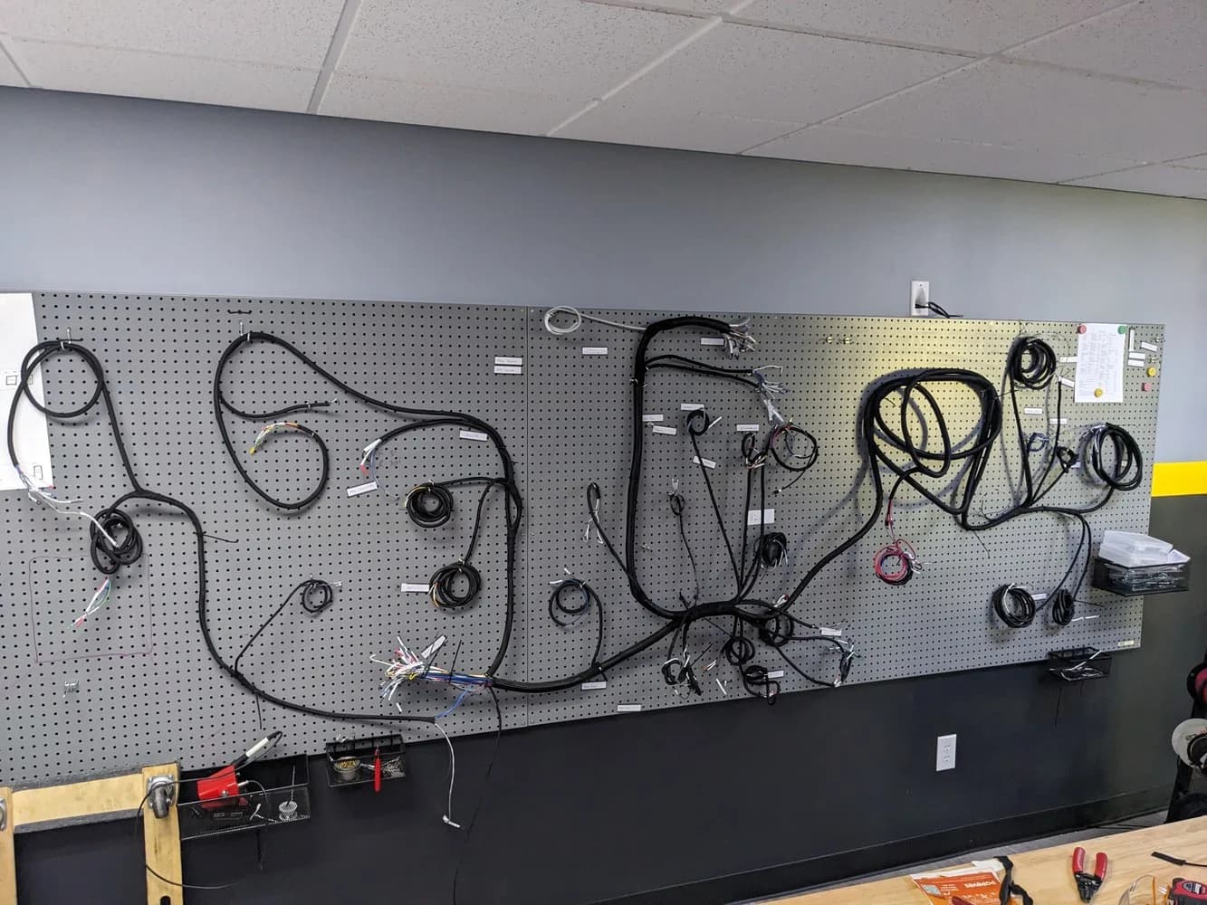 New wiring harnesses for the tan Humvee.