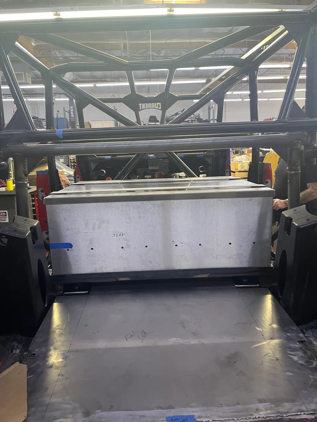 Rear chassis and battery integration.