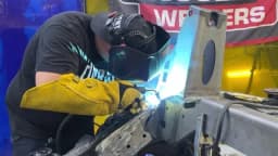 Fabrication and welding work on the project.